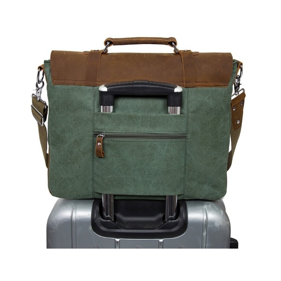 Mens "Kevin" Leather and Canvas Messenger Bag - Picture 5 of 6